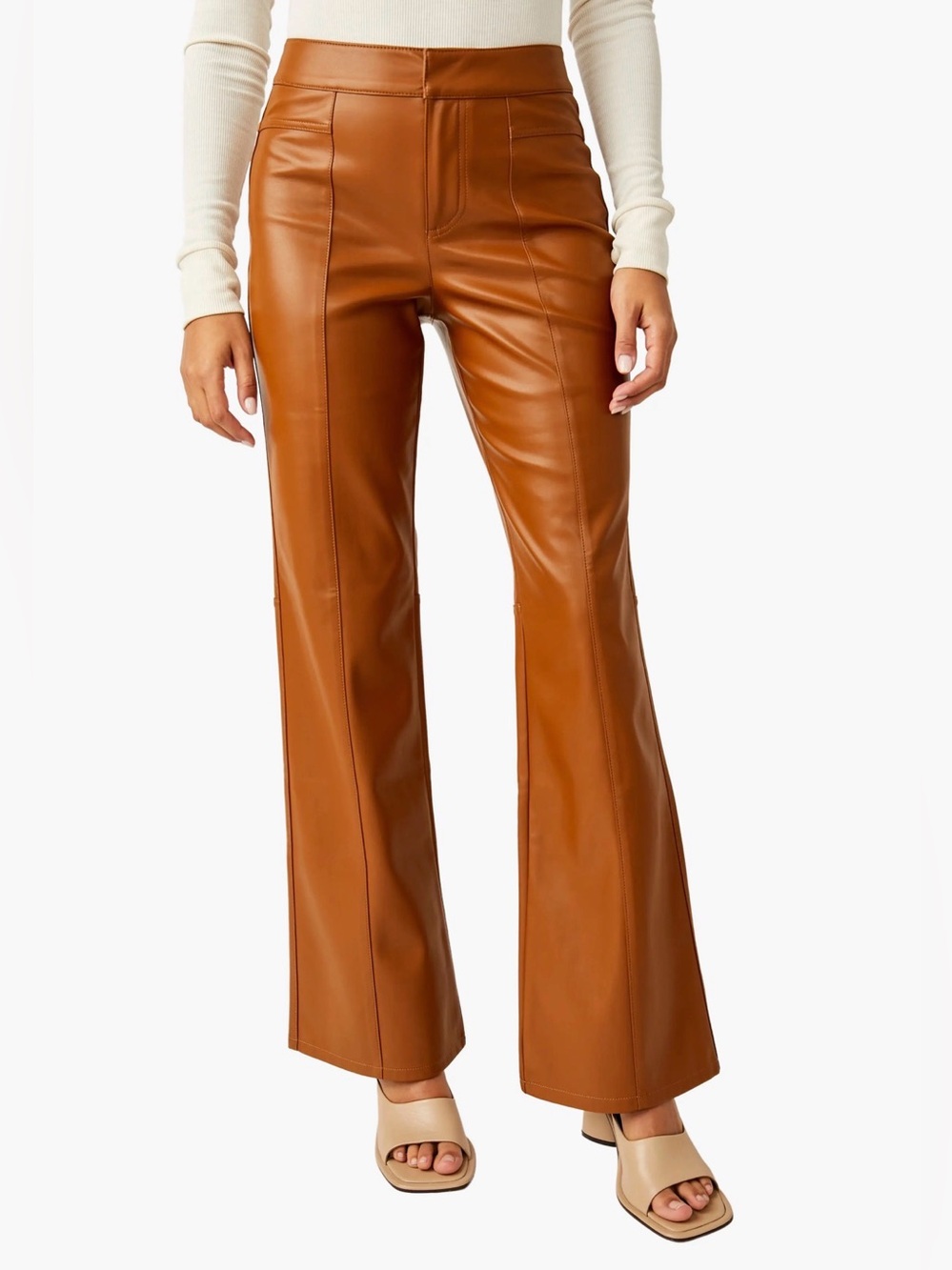 Free People x We The Free Uptown High Rise Faux Leather Pant Brown Women’s 2 NWT